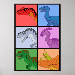 Dinosaur Squares Poster