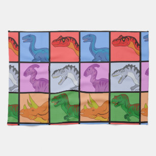 Dinosaur Squares Theedoek