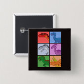 Dinosaur Squares Vierkante Button 5,1 Cm (Voorkant /achterkant)