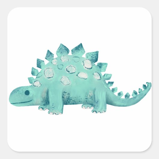 Dinosaur Stegosaurus Vierkante Sticker (Voorkant)