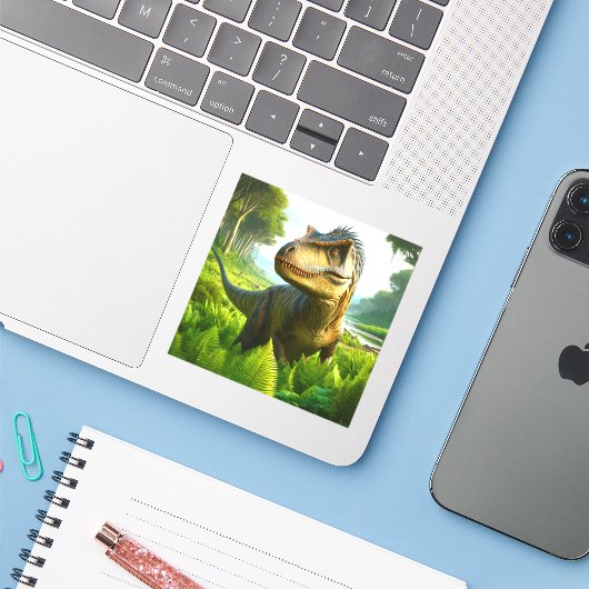 Dinosaur Sticker (Laptop met iPhone)
