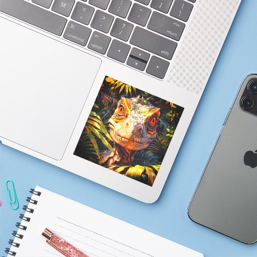 Dinosaur Sticker (Laptop met iPhone)