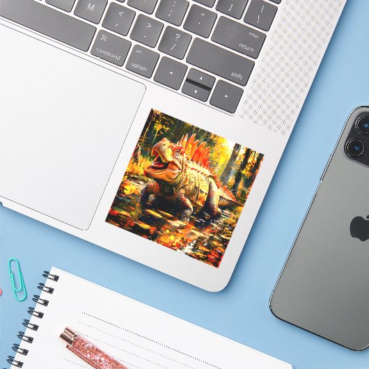 Dinosaur Sticker (Laptop met iPhone)