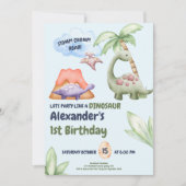 Dinosaur Stomp Chomp Rawr 1st Birthday Party Boy Kaart (Voorkant)