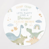 Dinosaur Stomp Chomp Rawr 1st Birthday Party Boy Labels (Design 1)