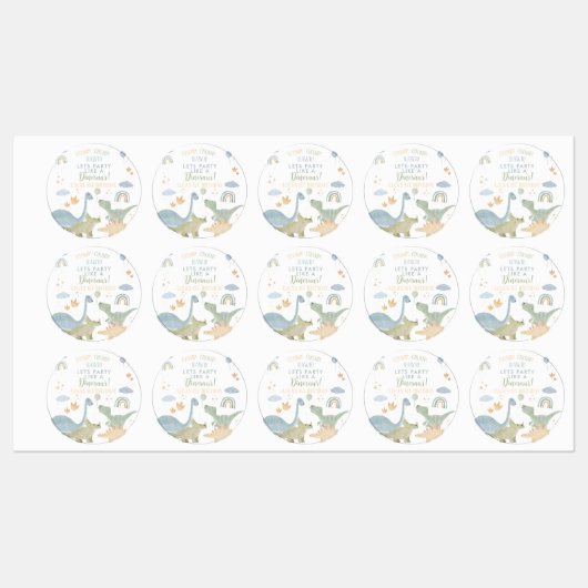 Dinosaur Stomp Chomp Rawr 1st Birthday Party Boy Labels (Vel)