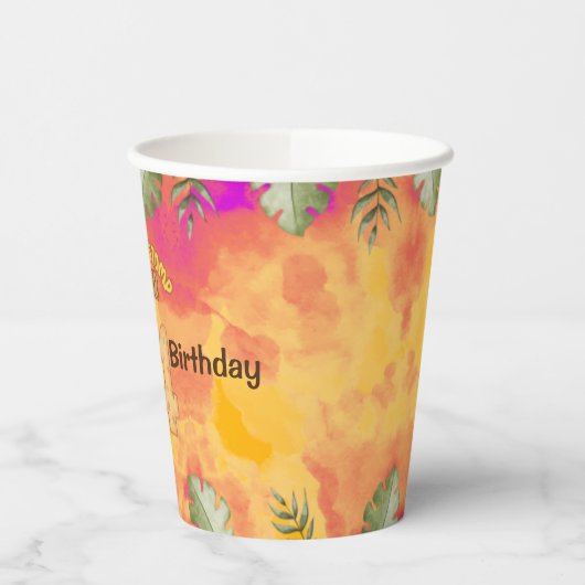 Dinosaur Stomp Chomp Rawr 4e verjaardagsfeestje Papieren Bekers (Links)