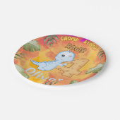 Dinosaur Stomp Chomp Rawr 4e verjaardagsfeestje Papieren Bordje (Gekanteld)
