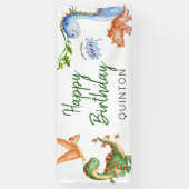 Dinosaur Stomp Chomp Rawr Verjaardagsfeest Spandoek (Verticaal)