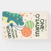 Dinosaur Stomp Chomp Roar 1st Birthday Spandoek (Horizontaal)
