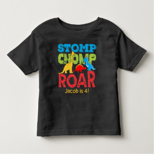 Dinosaur Stomp Chomp Roar Birthday Boy Kinder Shirts