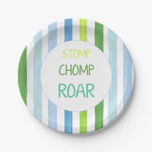 Dinosaur stomp chomp roar papieren bordje (Voorkant)
