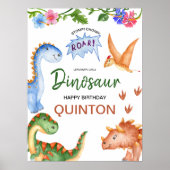 Dinosaur Stomp Chomp Roar Verjaardagsfeest Poster (Voorkant)