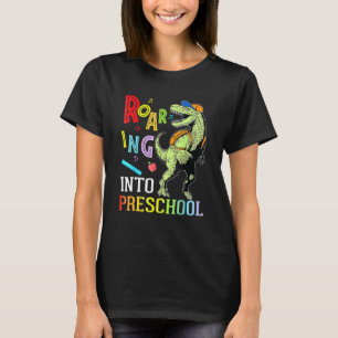 Dinosaur Student Roaring in Eerste Dag van de Pres T-shirt