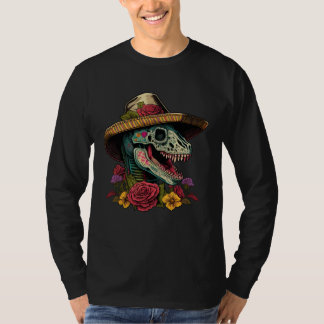 Dinosaur Sugar Skull Sombrero Cinco de mayo Mexica T-shirt