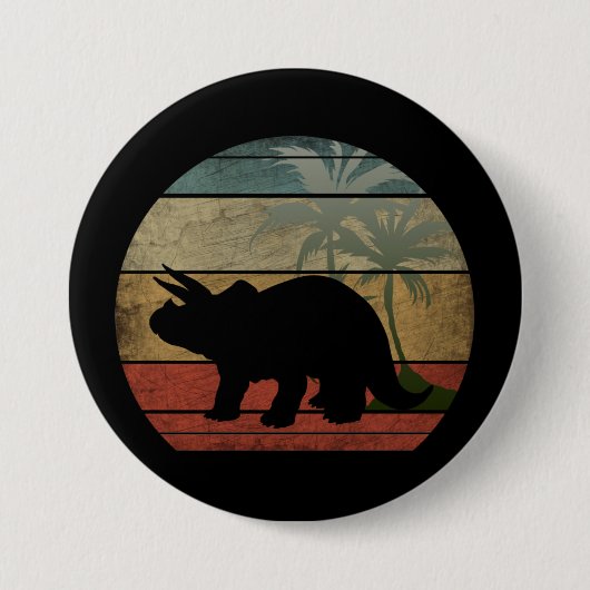 DINOSAUR SUNSET 3 RONDE BUTTON 7,6 CM (Voorkant)