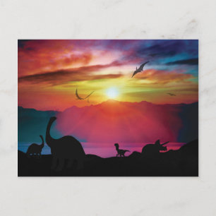 Dinosaur Sunset Briefkaart