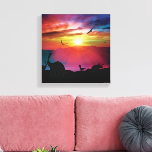 Dinosaur Sunset Canvas Afdruk (Insitu (Woonkamer))