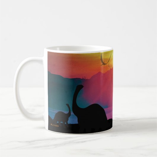 Dinosaur Sunset Koffiemok (Links)