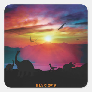 Dinosaur Sunset Vierkante Sticker
