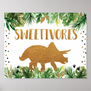 Dinosaur Sweetivores Birthday Food Table Sign Poster