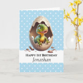 Dinosaur T Rex 1ère carte bleue pour bébé annivers (Fleur jaune)