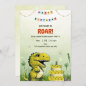 Dinosaur T rex Anniversaire Invitation garçon T-Re (Devant / Derrière)