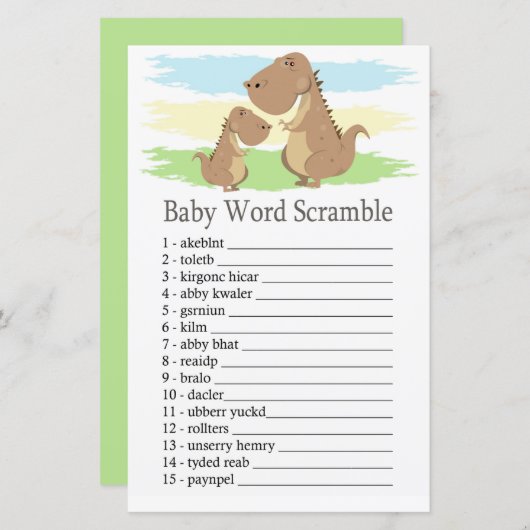 Dinosaur T-rex Baby word scramble game (Voorkant / Achterkant)
