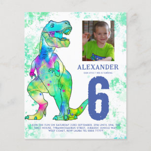Dinosaur T Rex Birthday Party Fotobudget Flyer