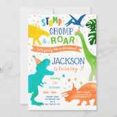 Dinosaur T-rex Birthday Party Kaart (Voorkant)