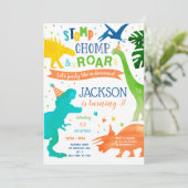 Dinosaur T-rex Birthday Party Kaart (Staand voorkant)