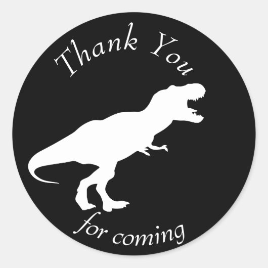 Dinosaur T Rex Black & White Hartelijk dank Ronde Sticker (Voorkant)