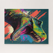 Dinosaur T Rex Blue Green Jurassic Legpuzzel (Horizontaal)