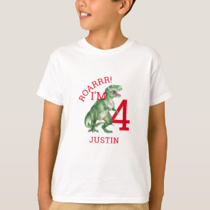 Dinosaur T Rex Boy's 4e verjaardag T-Shirt