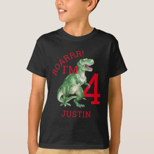 Dinosaur T Rex Boy's 4e verjaardag T-Shirt
