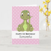 Dinosaur T Rex Carte Anniversaire Rose (Fleur jaune)