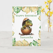 Dinosaur T Rex Carte Jurassique Anniversaire (Fleur jaune)