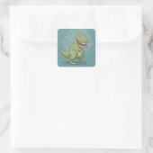 Dinosaur T Rex Cartoon Vierkante Sticker (Tas)