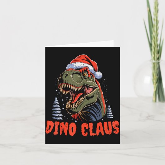Dinosaur T-rex Christmas Tree Dino Claus Pajamas X Kaart (Voorkant)