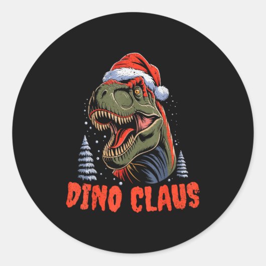 Dinosaur T-rex Christmas Tree Dino Claus Pajamas X Ronde Sticker (Voorkant)