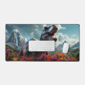 Dinosaur T-Rex Dino Stormy Mountains Desk Mat (Clavier et souris)