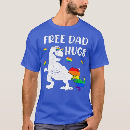 Dinosaur T-rex Free Dad Hugs Wearing Glasses Day T-shirt (Voorkant)