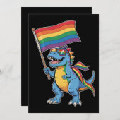 Dinosaur T Rex Gay Pride LGBTQ Ally Rainbow Flag Kaart (Voorkant / Achterkant)