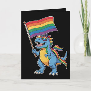 Dinosaur T Rex Gay Pride LGBTQ Ally Rainbow Flag Kaart