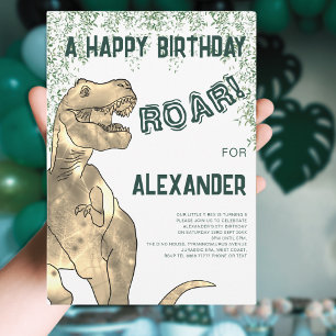 Dinosaur T-Rex Gebrul 5e Verjaardagsfeestje Kaart