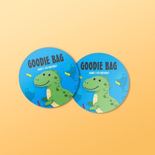 Dinosaur T-rex Goodie Bag Swag Bag Sticker
