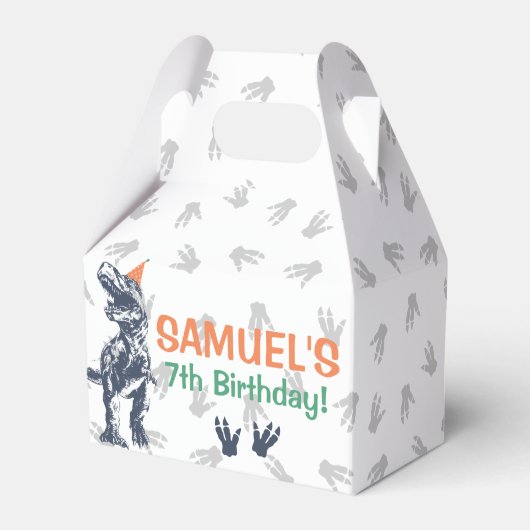 Dinosaur T-Rex in Party Pet Birthday Party Bedankdoosjes (Voorkant Zijde)