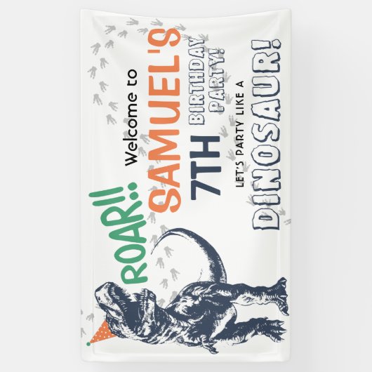 Dinosaur T-Rex in Party Pet Birthday Party Spandoek (Verticaal)