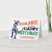 Dinosaur T-Rex in Party Pet Happy Birthday Kaart (Voorkant)