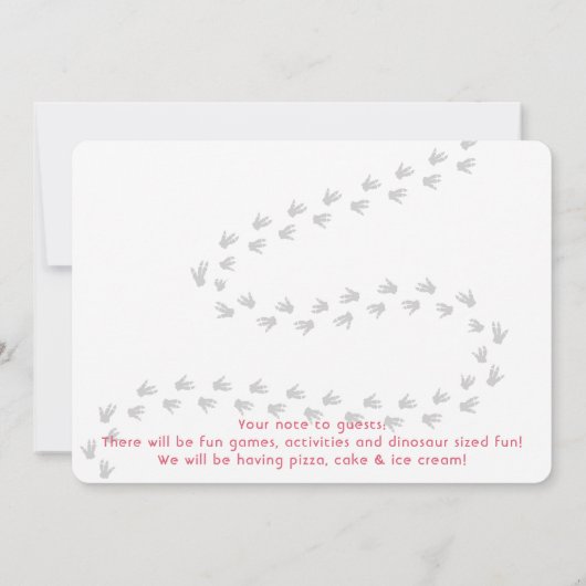 Dinosaur T-Rex in Party Pet Pink & Paarse Birthday Kaart (Achterkant)